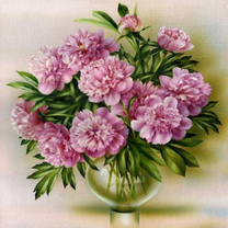 Без бренда «Пионы в круглой прозрачной вазе (20шт)» в Сочи