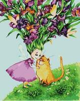 Без бренда «Девочка, кот и букет ирисов» в Сочи в интернет-магазине Без бренда «Девочка, кот и букет ирисов» в Сочи