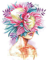 Без бренда «Портрет девушка с оригинальными цветами на голове» в Сочи