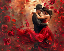 Страстное танго в красных розах