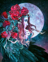 Без бренда «Девушка с розами в волосах на фоне луны» в Сочи в интернет-магазине Без бренда «Девушка с розами в волосах на фоне луны» в Сочи