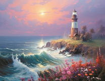 Красивый пейзаж с маяком у моря