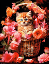 Без бренда «Рыжий котенок в корзине с цветами» в Сочи в интернет-магазине  Без бренда «Рыжий котенок в корзине с цветами» в Сочи