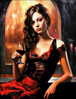 Без бренда «Обворожительная брюнетка с бокалом красного вина» в Сочи