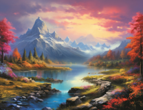 Река в красочной горной долине