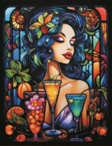 Витражное изображение девушки